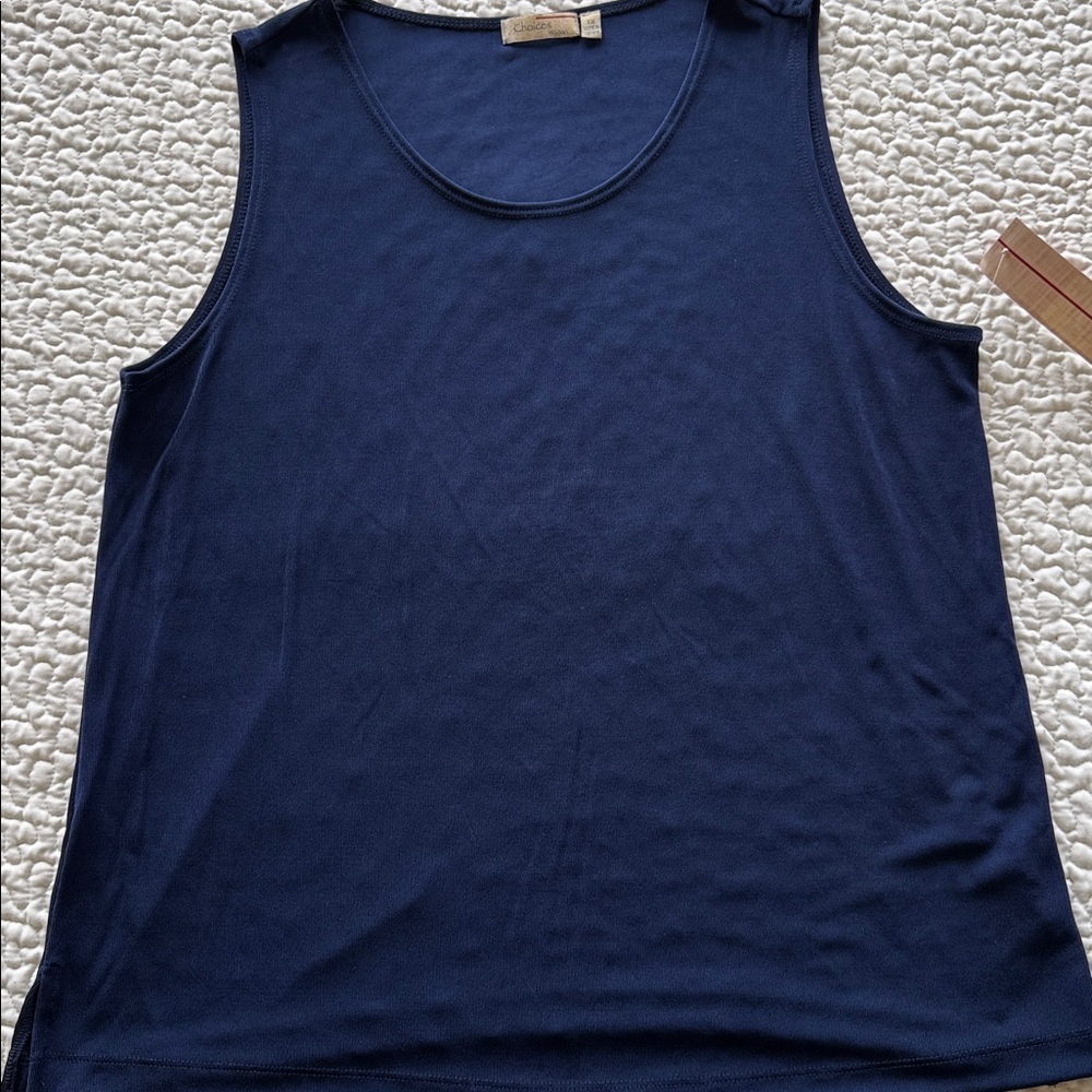 NWT Choices Navy Blue Tank Top Packable Layer Sz 1X